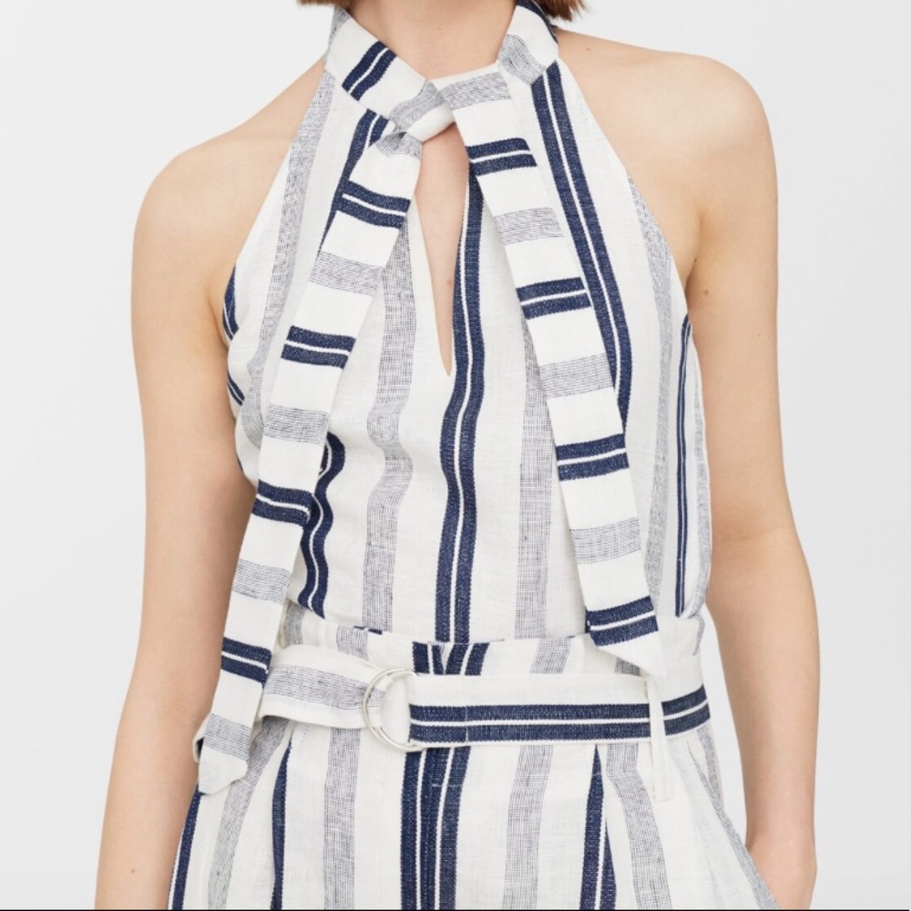 Mango Striped Linen Top